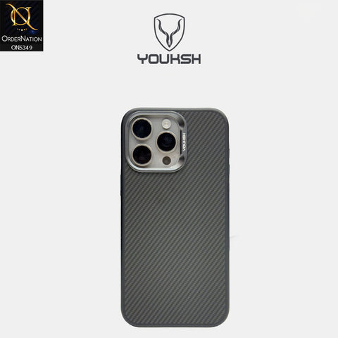 iPhone 13 Pro Max Cover - Black - Youksh Carbon Fiber Soft Borders Case
