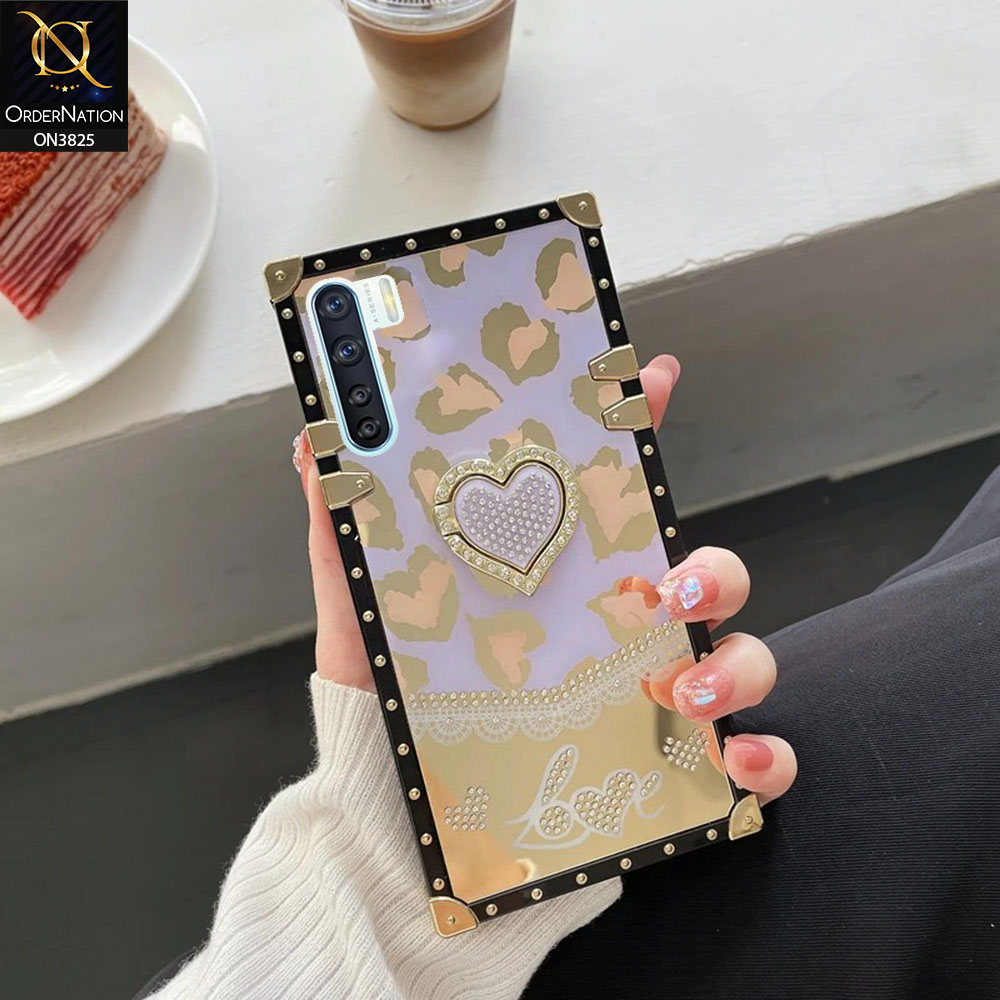 Oppo Reno 3 Cover - Design3 - Heart Bling Diamond Glitter Soft TPU Trunk Case With Ring Holder