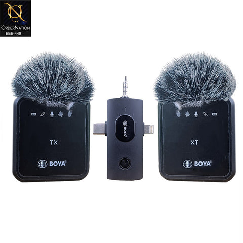 BOYA BY-MW8 Wireless Live Microphone for Vlogging, Interviews & Content Creation With Type C & Lightning & 3.5 MM Audio Adapter