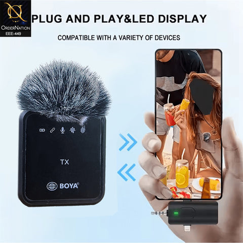 BOYA BY-MW8 Wireless Live Microphone for Vlogging, Interviews & Content Creation With Type C & Lightning & 3.5 MM Audio Adapter
