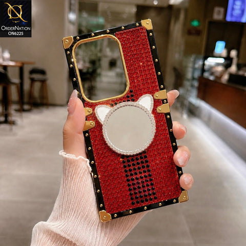 Vivo Y300t / Vivo T4x Cover - Red - New Glamorous Bling Phone Cover with Crystal Animal Design Ring Holder