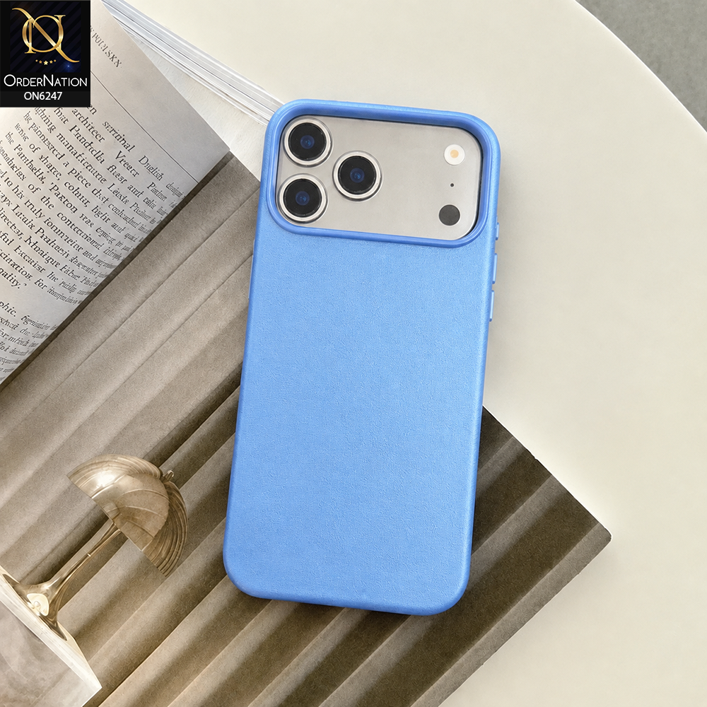 iPhone 17 Pro Max Cover - Sky Blue - Premium  Leather Textured Protective Phone Case with Raised Camera Protection & Shockproof Design
