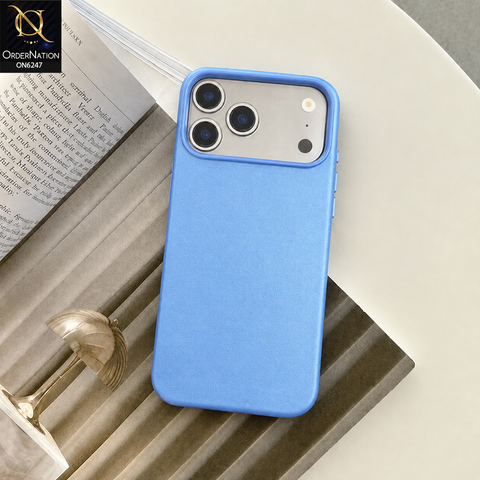 iPhone 17 Pro Max Cover - Sky Blue - Premium  Leather Textured Protective Phone Case with Raised Camera Protection & Shockproof Design