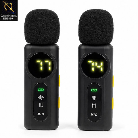J88 4-in-1 Wireless Lavalier Microphone with Digital Display & Noise Reduction