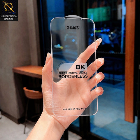 iPhone 17 Pro Max Protector - Transparent - Xmart 8K Tempered Glass Anti Static Screen Protector With Curved Clear Screen Film