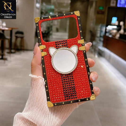 Tecno Spark 40 Cover -  Red - New Glamorous Bling Phone Cover with Crystal Animal Design Ring Holder