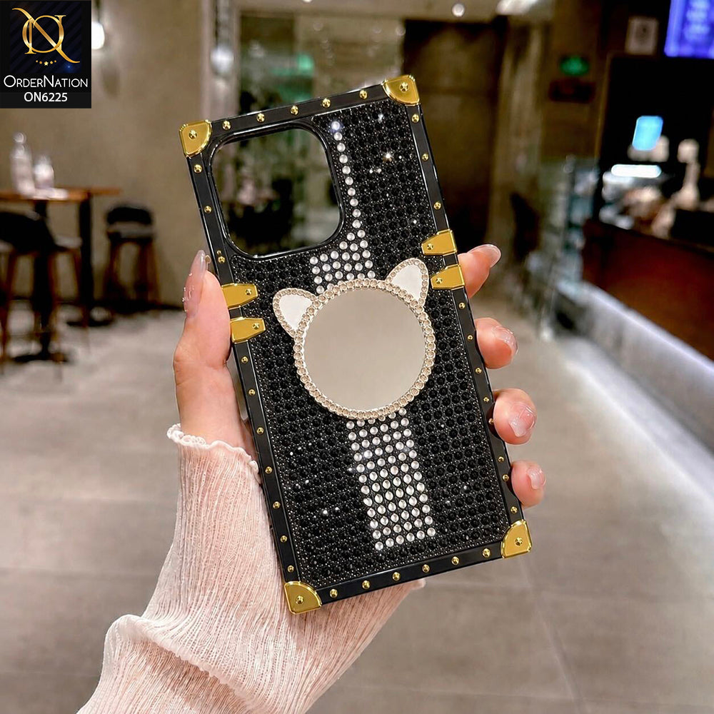 Infinix Hot 50i Cover -  Black - New Glamorous Bling Phone Cover with Crystal Animal Design Ring Holder