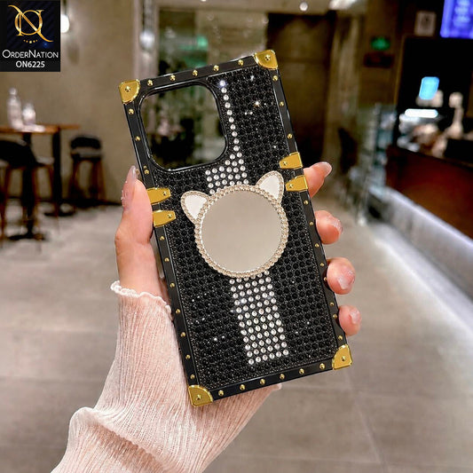 iPhone 14 Pro Max Cover -  Black - New Glamorous Bling Phone Cover with Crystal Animal Design Ring Holder