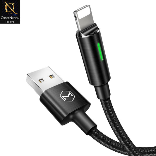 Mcdodo CA-4600 Mcdodo LED Smart Auto Disconnect And Auto Recharge Type-A And Lightning Cable - Black