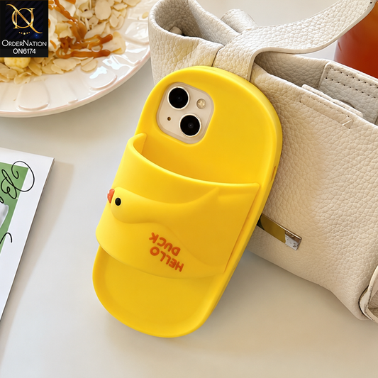 iPhone 13 Cover - Yellow - Cute Slipper Design Soft Silicone Shockproof Mobile Back Cover