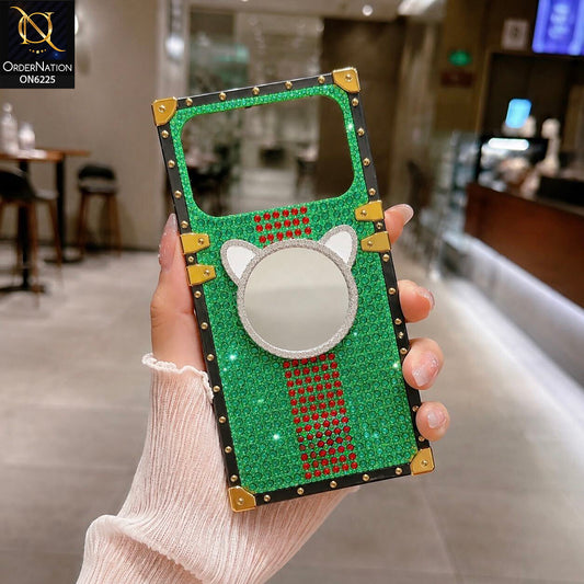 Tecno Spark 40 Cover -  Green - New Glamorous Bling Phone Cover with Crystal Animal Design Ring Holder