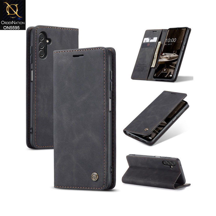Samsung Galaxy A24 4G Cover - Black -  CaseMe Premium High Quality Wallet Magnetic Suede Leather Case