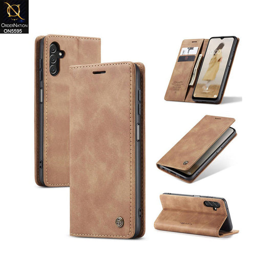 Samsung Galaxy A15 4G Cover - Brown -  CaseMe Premium High Quality Wallet Magnetic Suede Leather Case