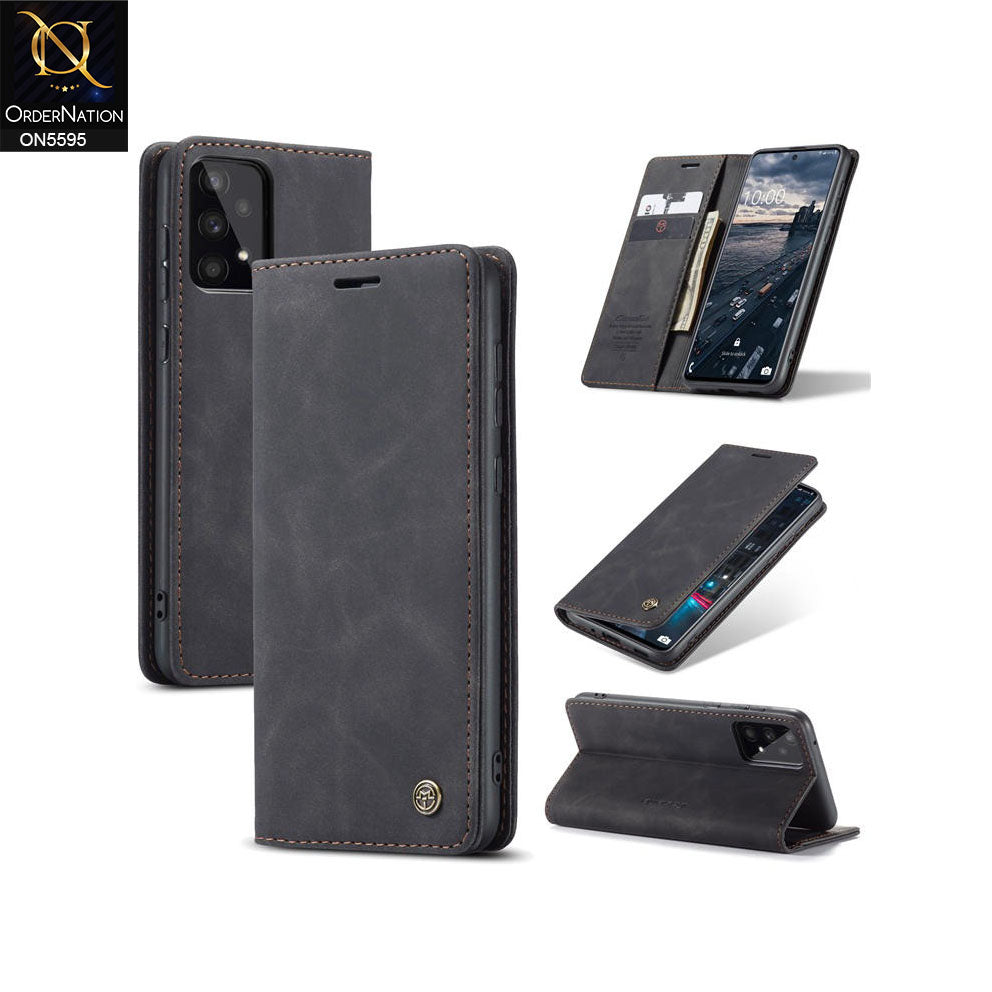 Samsung Galaxy A72 Cover - Black -  CaseMe Premium High Quality Wallet Magnetic Suede Leather Case