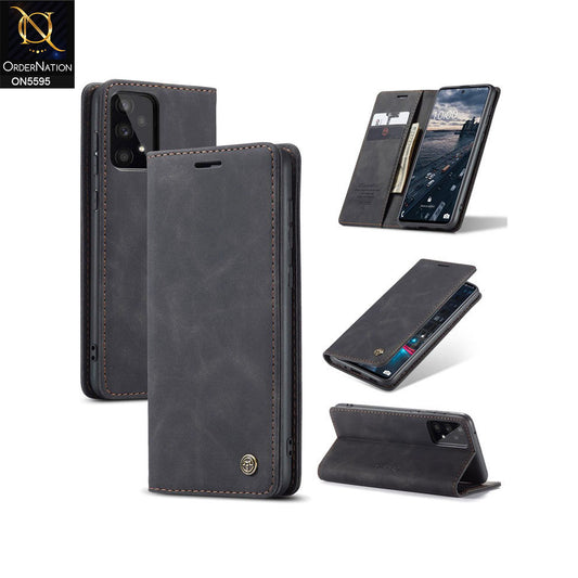 Samsung Galaxy A72 Cover - Black -  CaseMe Premium High Quality Wallet Magnetic Suede Leather Case