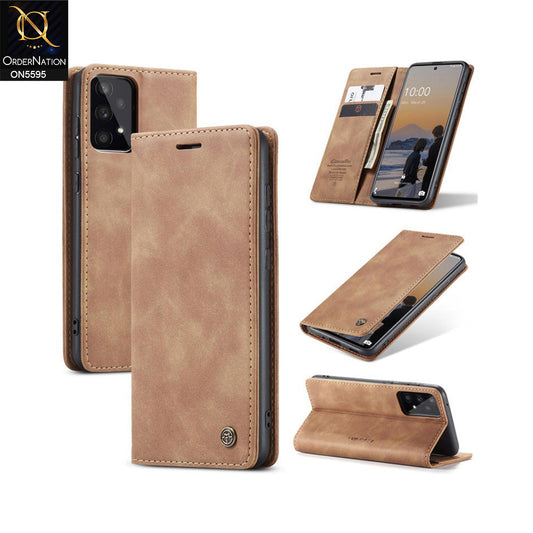 Samsung Galaxy A72 Cover - Brown -  CaseMe Premium High Quality Wallet Magnetic Suede Leather Case