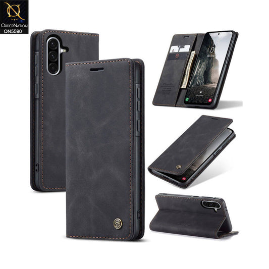 Samsung Galaxy A36 Cover - Black -  CaseMe Premium High Quality Wallet Magnetic Suede Leather Case