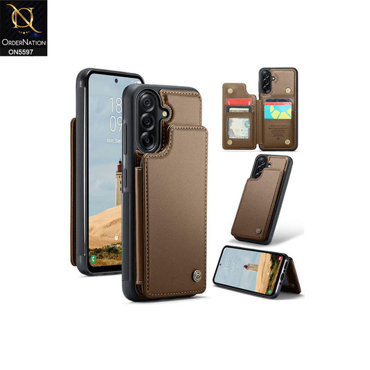 Samsung Galaxy A36 Cover - Brown -  CaseMe Premium Wallet Case with RFID Blocking & Kickstand Black