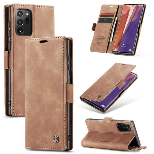 Samsung Galaxy Note 20 Ultra Cover - Brown -  CaseMe Premium High Quality Wallet Magnetic Suede Leather Case