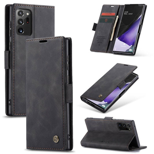Samsung Galaxy Note 20 Ultra Cover - Black -  CaseMe Premium High Quality Wallet Magnetic Suede Leather Case