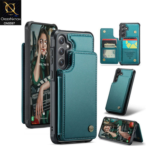 Samsung Galaxy S24 FE Cover - Green -  CaseMe Premium Wallet Case with RFID Blocking & Kickstand Black