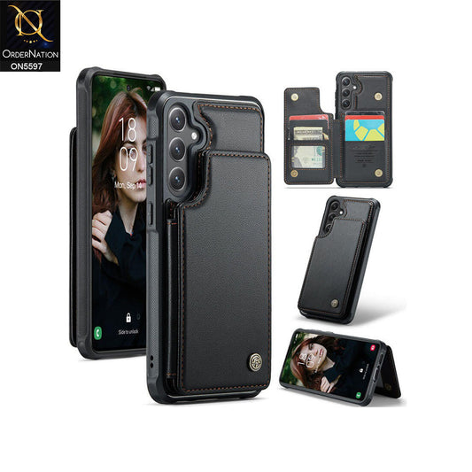 Samsung Galaxy S24 FE Cover - Black -  CaseMe Premium Wallet Case with RFID Blocking & Kickstand Black