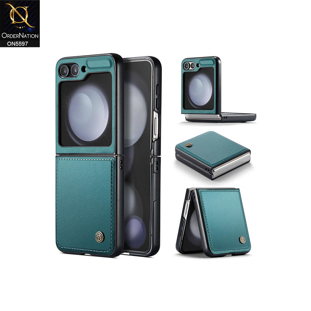 Samsung Galaxy Z Flip 5 5G Cover - Green -  CaseMe Premium Wallet Case with RFID Blocking & Kickstand Black