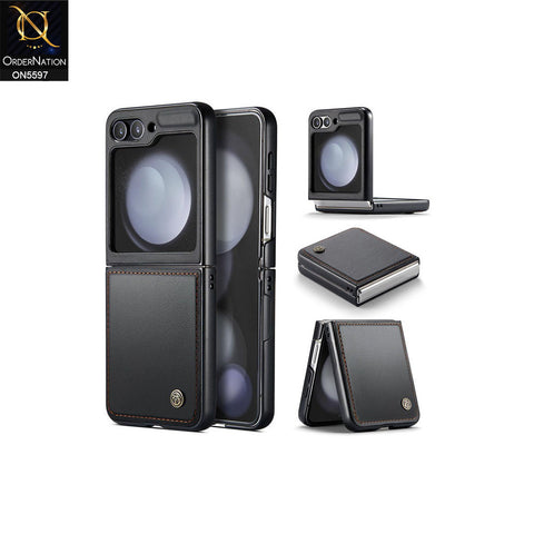 Samsung Galaxy Z Flip 6 5G Cover - Black -  CaseMe Premium Wallet Case with RFID Blocking & Kickstand Black