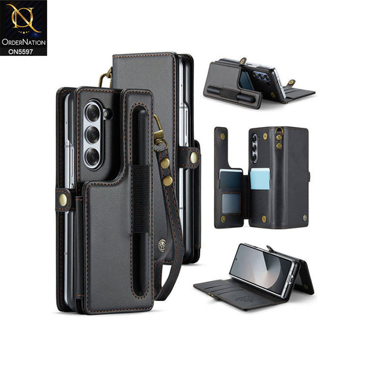 Samsung Galaxy Z Fold 6 5G Cover - Black -  CaseMe Premium Wallet Case with RFID Blocking & Kickstand Black