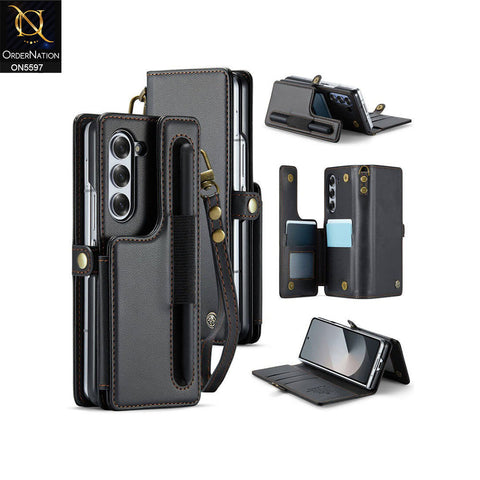 Samsung Galaxy Z Fold 6 5G Cover - Black -  CaseMe Premium Wallet Case with RFID Blocking & Kickstand Black