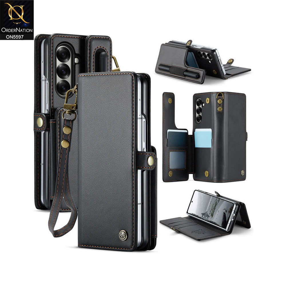 Samsung Galaxy Z Fold 7 Cover - Black -  CaseMe Premium Wallet Case with RFID Blocking & Kickstand Black