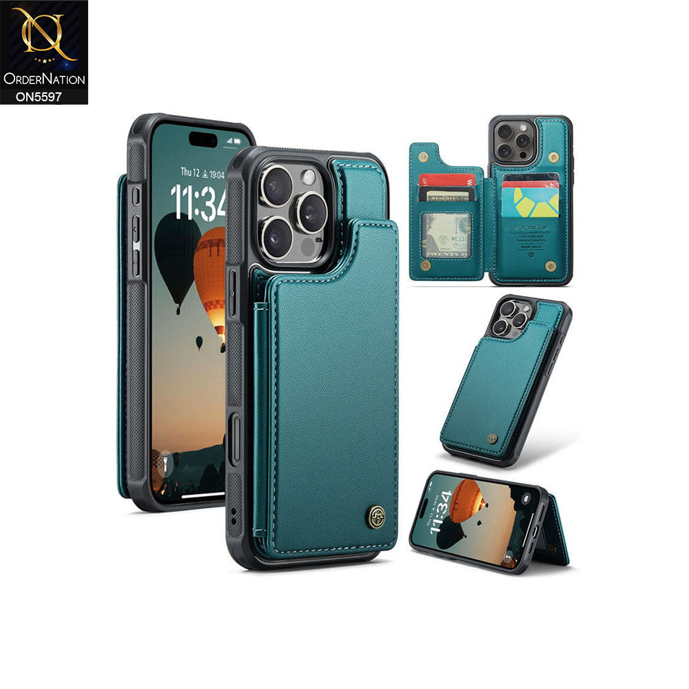 Samsung Galaxy S25 Ultra Cover - Green -  CaseMe Premium Wallet Case with RFID Blocking & Kickstand Black