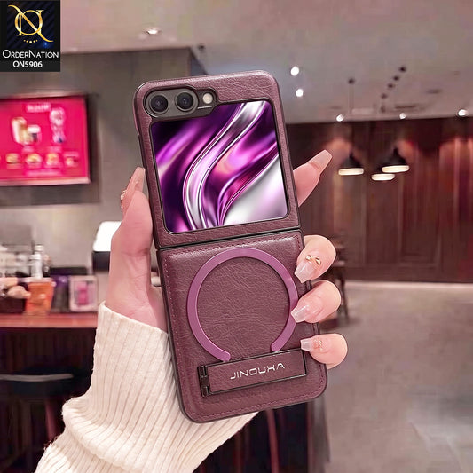 Samsung Galaxy Z Flip 6 -Purple - JINDUKA - New High Grade Quality Leather Textured Case with Magnetic and Kickstand