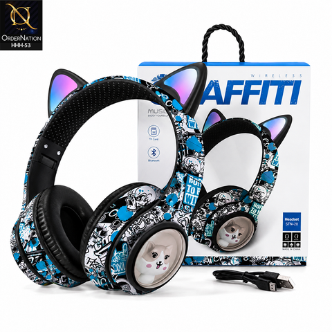 GRAFFITI AKZ37 Wireless Gaming Headset with Bluetooth V5.3, RGB LED Lights & Stereo Sound
