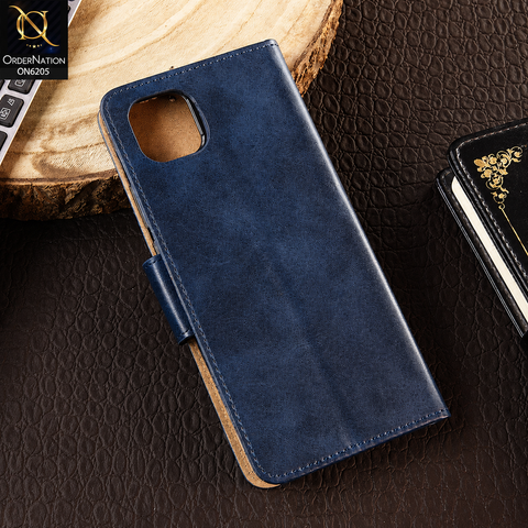 Oppo A16e Cover - Blue - Luxury Premium Leather Megantic Flip Book Covers With Card Holding Option