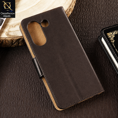 Tecno Camon 20 Cover - Black - Luxury Premium Leather Megantic Flip Book Covers With Card Holding Option