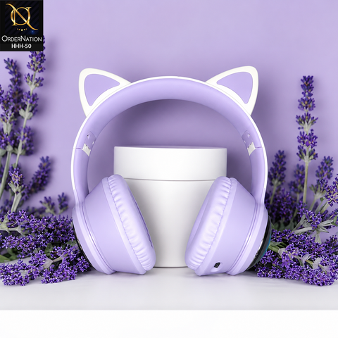 AKZ 51 Wireless Cat Ear Headphones with Bluetooth 5.3, 18H Playtime, 10M Range & TF Card Support