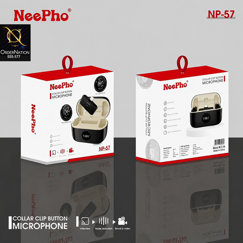 NeePho NP-57 Wireless Collar Clip Microphone – Noise Reduction & 360° Omnidirectional Mic