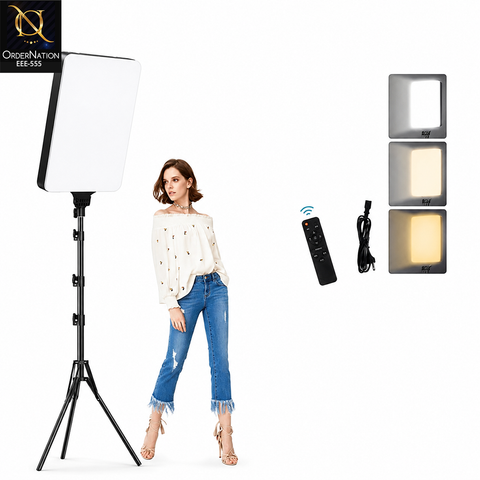 RL-24 LED Video Light Panel with Tripod Stand, Remote Control & 3 Lighting Modes (Without Tripod Stand)
