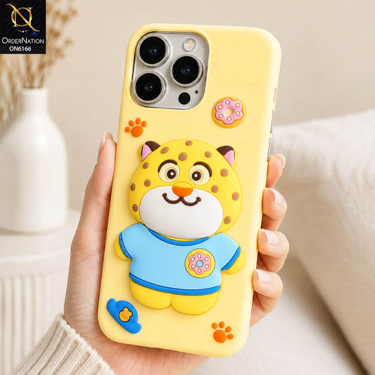 iPhone 13 Pro Cover - Yellow - New Soft Silicon Cute 3D Cartoon Animal Matte Phone Case