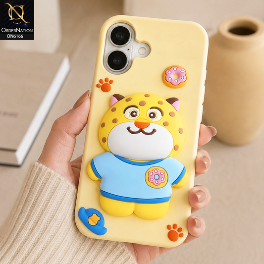 iPhone 17 Cover - Yellow - New Soft Silicon Cute 3D Cartoon Animal Matte Phone Case