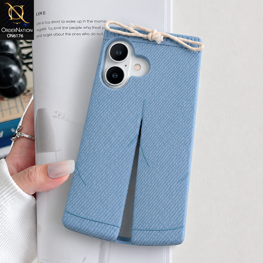 iPhone 17 Cover - Blue - New Soft Silicon Trendy Blue Denim Look Phone Case with Rope