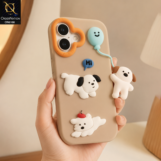 iPhone 17 Cover - Beige - Premium Cute Cartoon Character  Phone Case with Wrist Charm