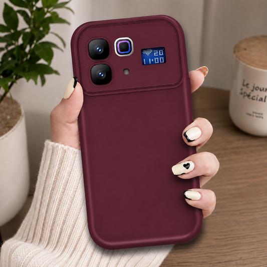 Infinix Note 60 Cover - Maroon - Soft Silicone Case With Round Bumper Matte TPU Shockproof Cover