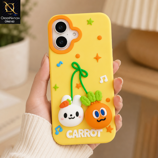iPhone 17 Cover - Yellow - New Soft Silicon Cartoon Animal & Carrot Phone Case Soft TPU Shockproof Cover