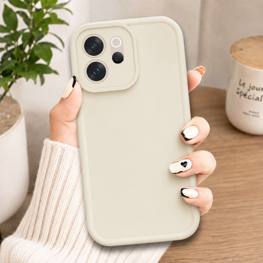 vivo S50t Cover - Off White - Soft Silicone Case With Round Bumper Matte TPU Shockproof Cover