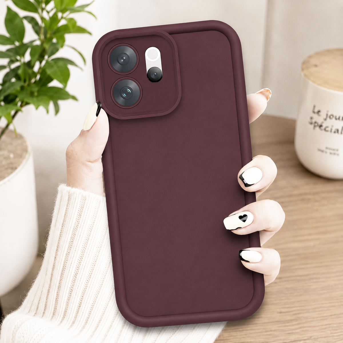 vivo V70 Elite Cover - Maroon - Soft Silicone Case With Round Bumper Matte TPU Shockproof Cover