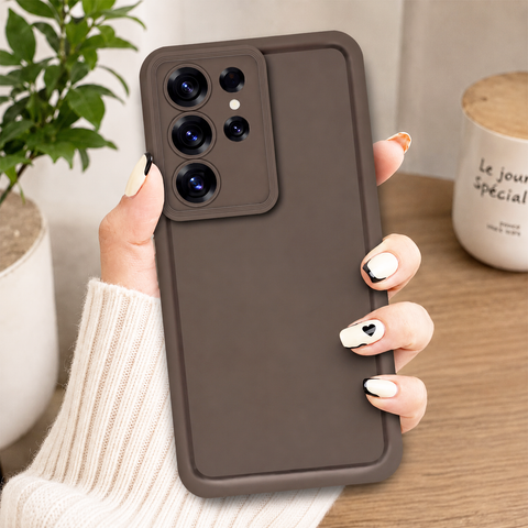 Samsung Galaxy S26 Ultra Cover - Brown - Soft Silicone Case With Round Bumper Matte TPU Shockproof Cover