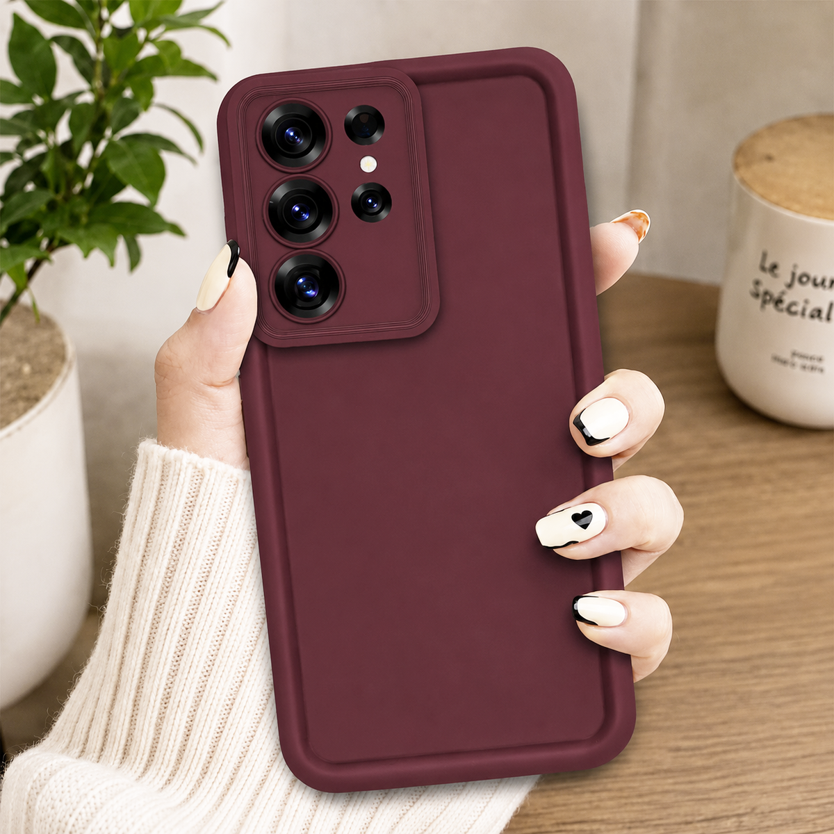 Samsung Galaxy S26 Ultra Cover - Maroon - Soft Silicone Case With Round Bumper Matte TPU Shockproof Cover