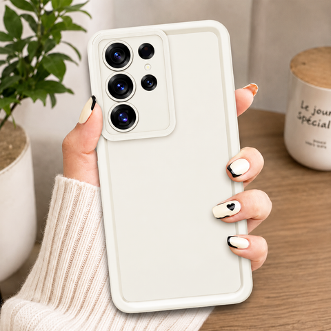 Samsung Galaxy S26 Ultra Cover - Off White - Soft Silicone Case With Round Bumper Matte TPU Shockproof Cover
